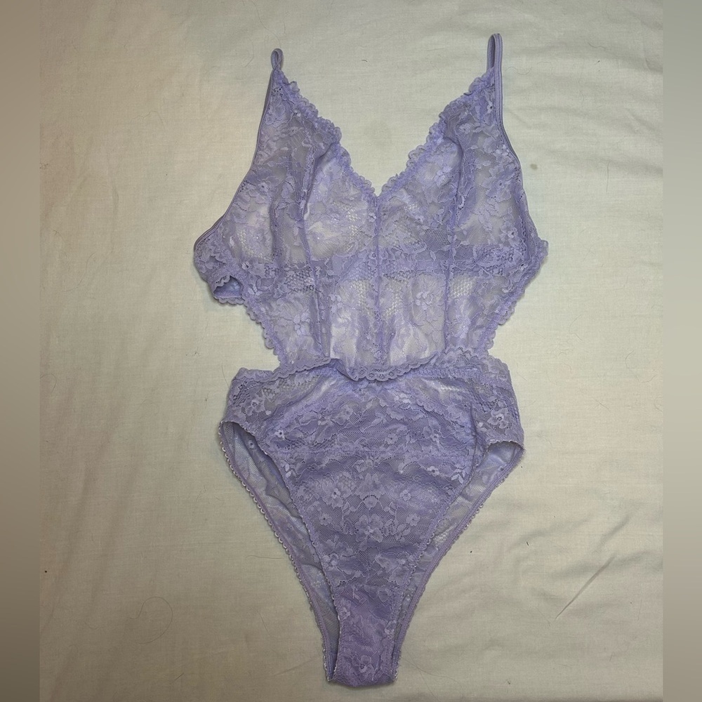 Savage X Fenty Lavender Lace Bodysuit Floral One Piece Lingerie Estimated Small